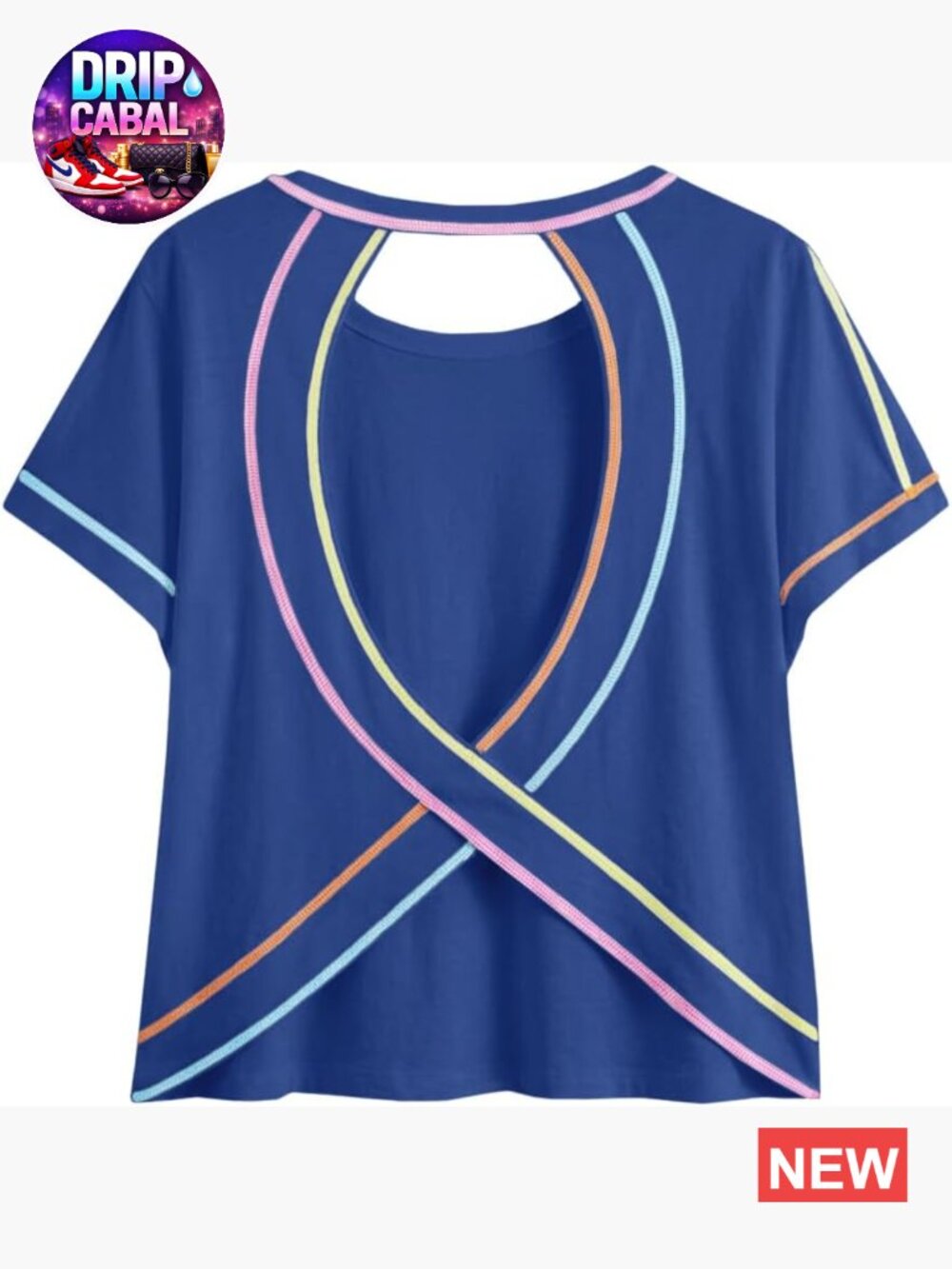 Loose Fit Open Back Criss Cross Short Sleeve Athletic T-Shirt